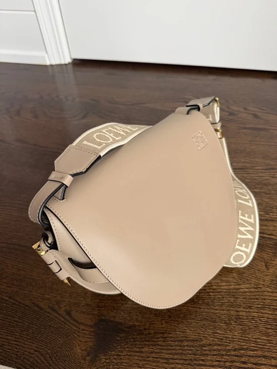 Loewe Taupe Gate Small Leather Crossbody Bag with Logo Strap - Picture 10 of 10